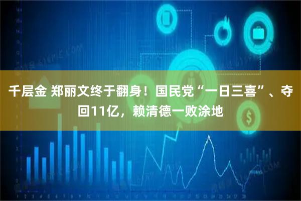 千层金 郑丽文终于翻身！国民党“一日三喜”、夺回11亿，赖清德一败涂地