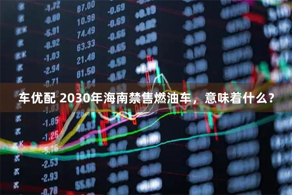车优配 2030年海南禁售燃油车，意味着什么？